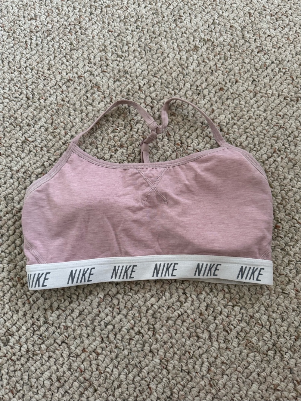 Nike Pink Sports Bra with White Logo Band